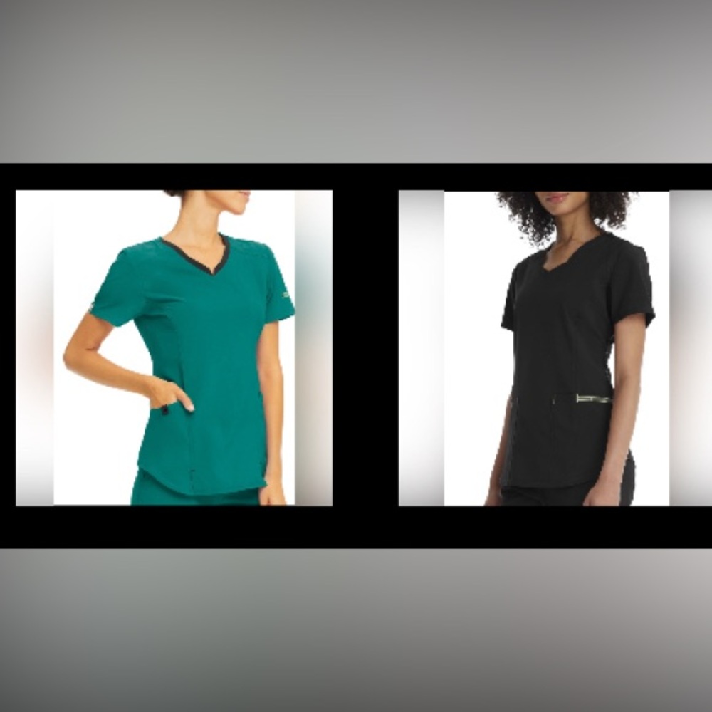 Black and Green Soft Scrub Tops Size Large.